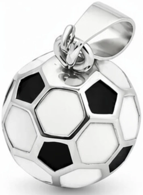 Dije de Acero Quirurgico pelota de futbol negra y blanca maciza 16mm